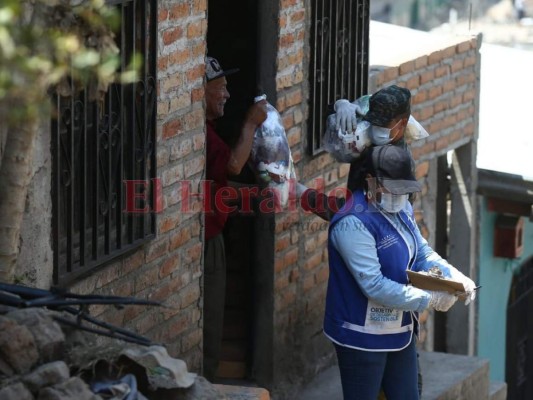 FOTOS: Así fue la entrega de alimentos en colonia Mary Flakes de la capital