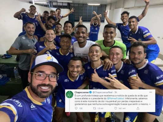 El emotivo mensaje del Chapecoense a Palmas por trágico accidente aéreo