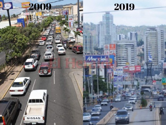 Un circuito del sistema de transporte masivo, la ampliación de calles y los túneles tanto peatonales como vehiculares han puesto a la vanguardia de movilidad al bulevar Centroamérica. Sin dejar de mencionar que en el horizonte se develan la cantidad de edificios construidos. Foto A. Pérez / A. Amador