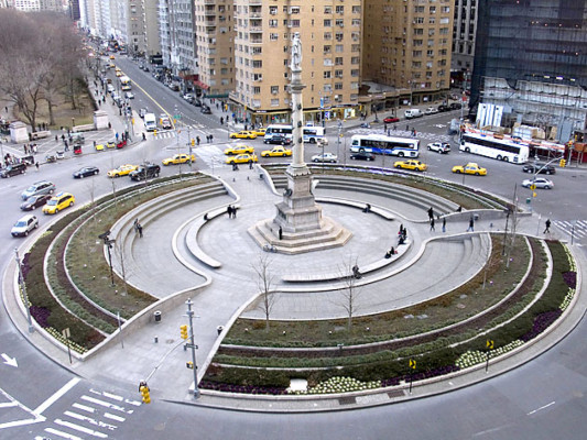 Nueva York con nueva vista a la estatua de Cristóbal Colón