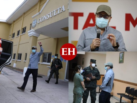FOTOS: Enérgico y motivado, así abandonó el presidente Hernández el Hospital Militar