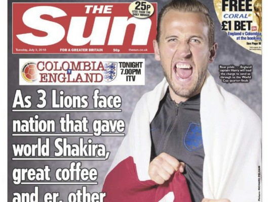 Diario inglés ofende a Colombia con polémica portada previo a duelo mundialista
