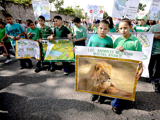 Estudiantes de básica y prebásica festejan el Día del Ambiente en la capital de Honduras