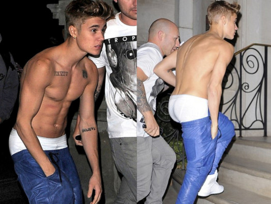Justin Bieber muestra sus músculos en Londres