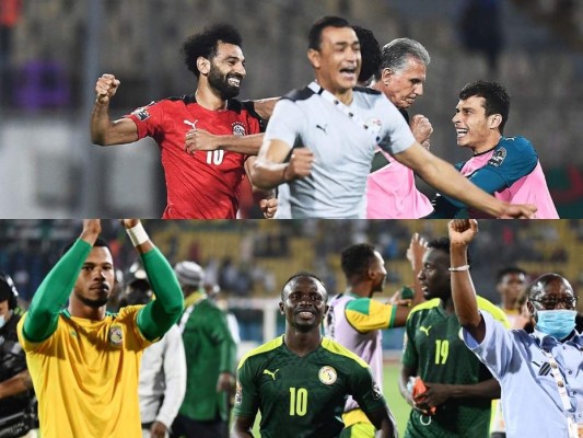 Egipto, que ganó 2-1 a Marruecos, y Senegal, que se impuso 3-1 Guinea Ecuatorial. Fotos: AFP