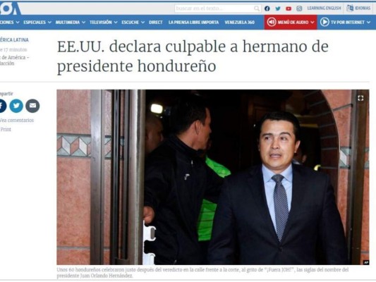 Así cubre la prensa internacional: Tony Hernández culpable