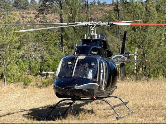 Este es el helicóptero en el que Jorge Cálix abandonó el lugar donde se realizó la sesión del Congreso Nacional.