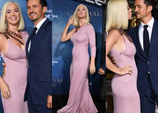 Katy Perry levató fuertes rumores de un posible embarazo durante su llegada a la presentación de la serie original de Amazon, 'Carnival Row'. La cantante llegó con su prometido Orlando Bloom. Fotos AFP.