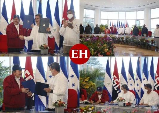 Nicaragua y Honduras suscribieron este miércoles un tratado de límites que define sus fronteras en el mar Caribe y en el Golfo de Fonseca, en el océano Pacífico, con base en sentencias de la Corte Internacional de Justicia (CIJ), informaron los presidentes de ambas naciones en Managua, Nicaragua. Fotos: Cortesía.