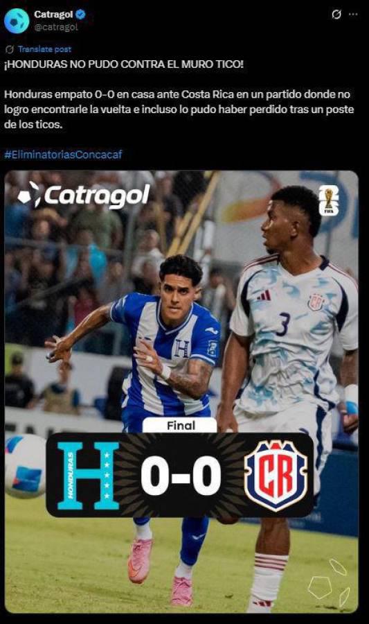 Fallaron a la afición Mal punto: Reacción de la prensa tras empate Honduras vs Costa Rica