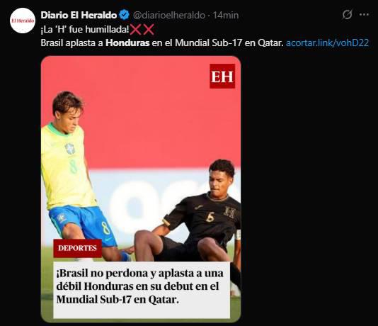 Triste realidad Da lástima: La reacción de la prensa tras paliza a Honduras en el Mundial Sub-17