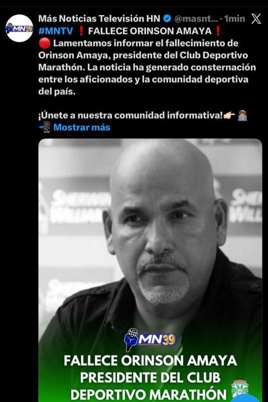 Rely Maradiaga se quiebra y lanza promesa tras la muerte de Orinson Amaya, presidente de Marathón