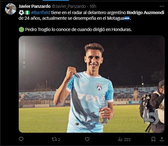 Lo que dicen los medios y periodistas de Argentina por fichaje de Rodrigo Auzmendi con Banfield