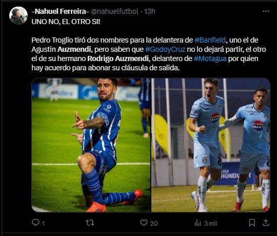 Lo que dicen los medios y periodistas de Argentina por fichaje de Rodrigo Auzmendi con Banfield