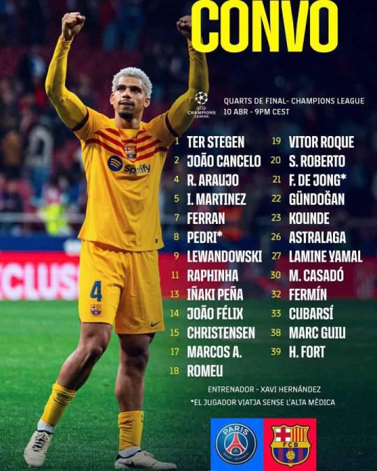 El 11 del Barcelona para la batalla ante el PSG en Champions League
