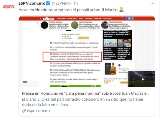 Prensa mexicana destaca triunfo tricolor y reconoce el esfuerzo de Honduras (Fotos)