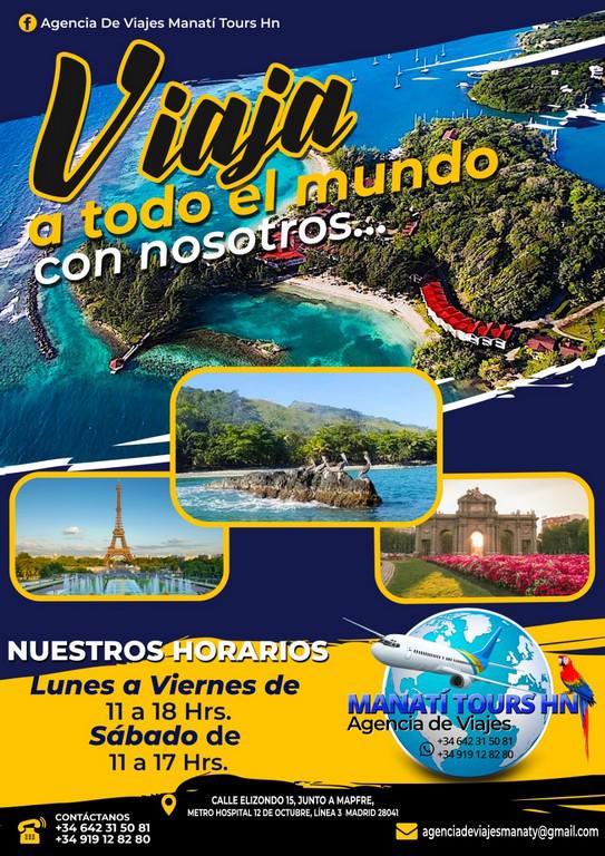Uno de los emprendimientos de Puerto es la agencia de viajes con la que además promueve las bondades de Honduras y la opción de viajar al viejo continente.