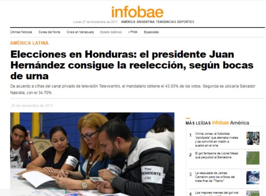 Esto dicen los medios internacionales sobre las elecciones de Honduras