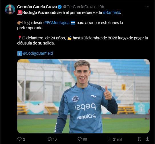 Lo que dicen los medios y periodistas de Argentina por fichaje de Rodrigo Auzmendi con Banfield