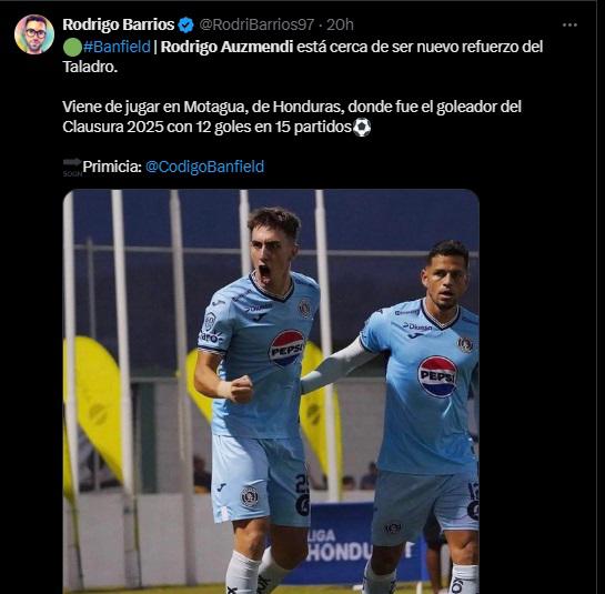 Lo que dicen los medios y periodistas de Argentina por fichaje de Rodrigo Auzmendi con Banfield