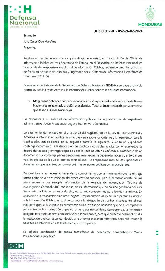 Hasta 2029 se iba a conocer información de jet presidencial