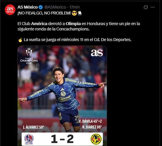 Ganó papá Lo que publican los medios de México tras triunfo de América sobre Olimpia