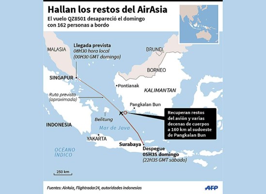 Encuentran restos de avión desaparecido de AirAsia