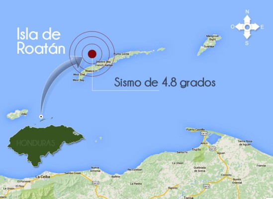 Sismo de 4.9 grados en la isla de Roatán