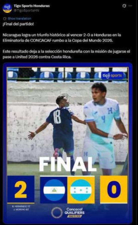 Lo que dicen los medios tras derrota de Honduras ante Nicaragua; señalan el culpable