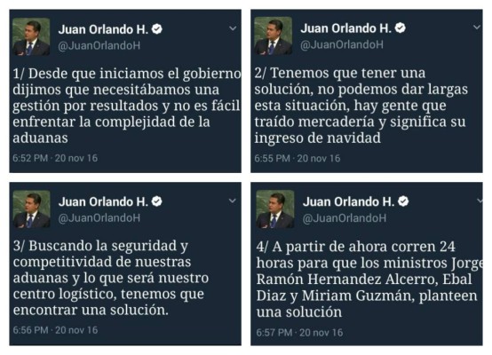 JOH le da plazo de 24 horas a tres de sus ministros para que le solventen el caos en las aduanas
