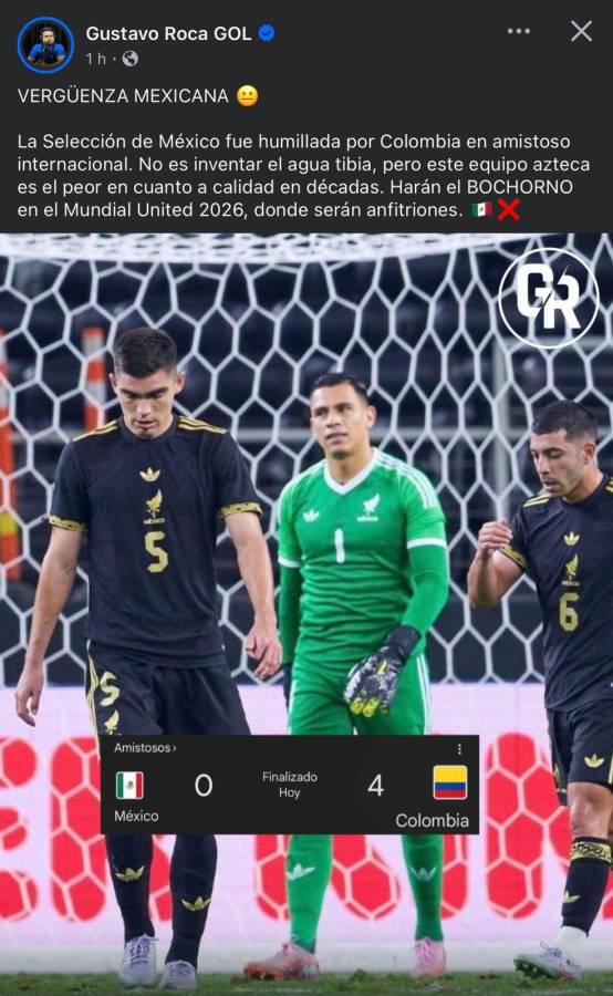 Las críticas de los medios a selección de México tras ser goleado por Colombia
