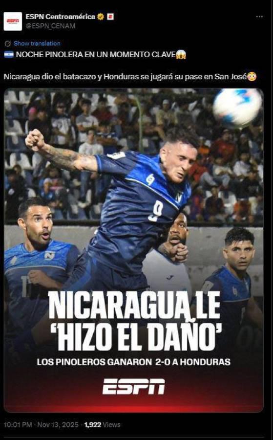 Lo que dicen los medios tras derrota de Honduras ante Nicaragua; señalan el culpable