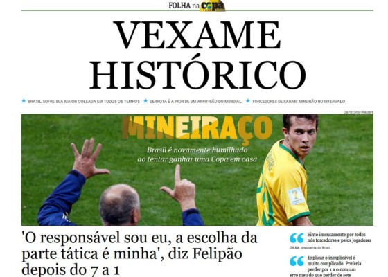 'Masacre', 'humillación' y 'vergüenza', prensa brasileña