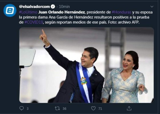 Así informaron medios internacionales que el presidente Hernández tiene covid-19