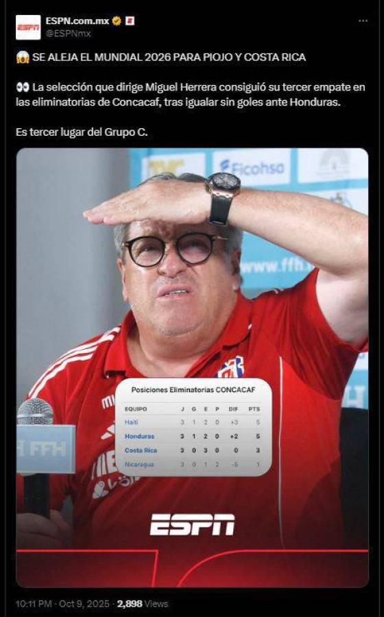 Fallaron a la afición Mal punto: Reacción de la prensa tras empate Honduras vs Costa Rica