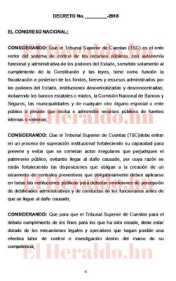 Congreso Nacional asegura que no busca limitar accionar del Tribunal Superior de Cuentas