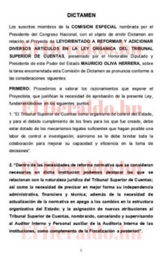 Congreso Nacional asegura que no busca limitar accionar del Tribunal Superior de Cuentas