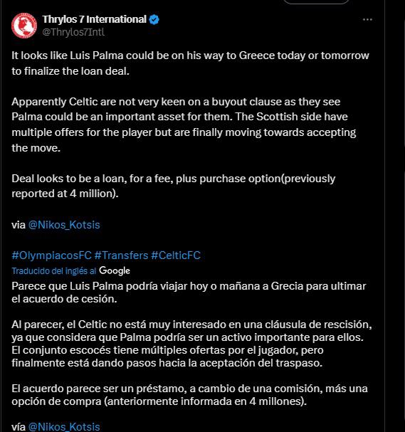 Luis Palma al Olympiacos: Lo que dicen del hondureño en Escocia y Grecia sobre el fichaje