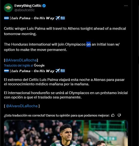 Luis Palma al Olympiacos: Lo que dicen del hondureño en Escocia y Grecia sobre el fichaje