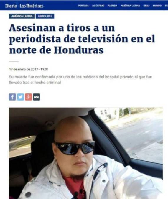 Medios internacionales destacan crimen contra el periodista hondureño Igor Padilla de HCH