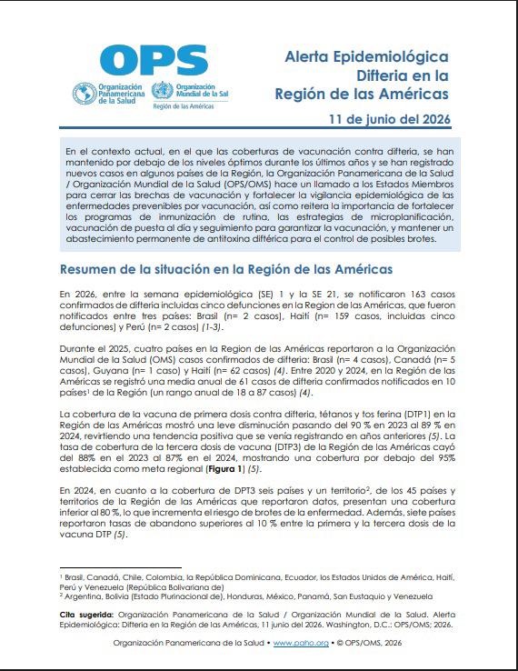 La organización emitió el pasado 11 de junio la alerta epidemiológica en la que insta a los países a fortalecer la vacunación.