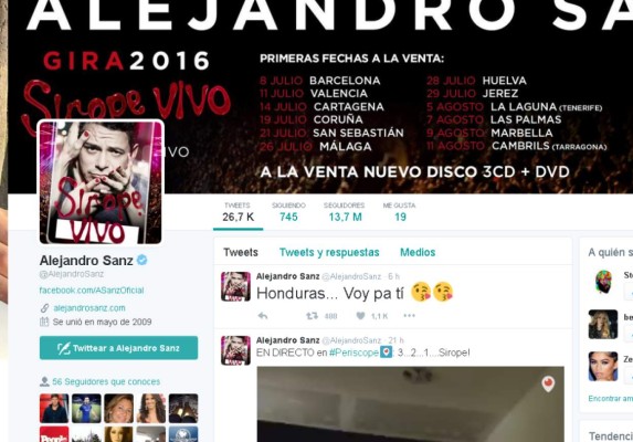 Alejandro Sanz ya está en Tegucigalpa