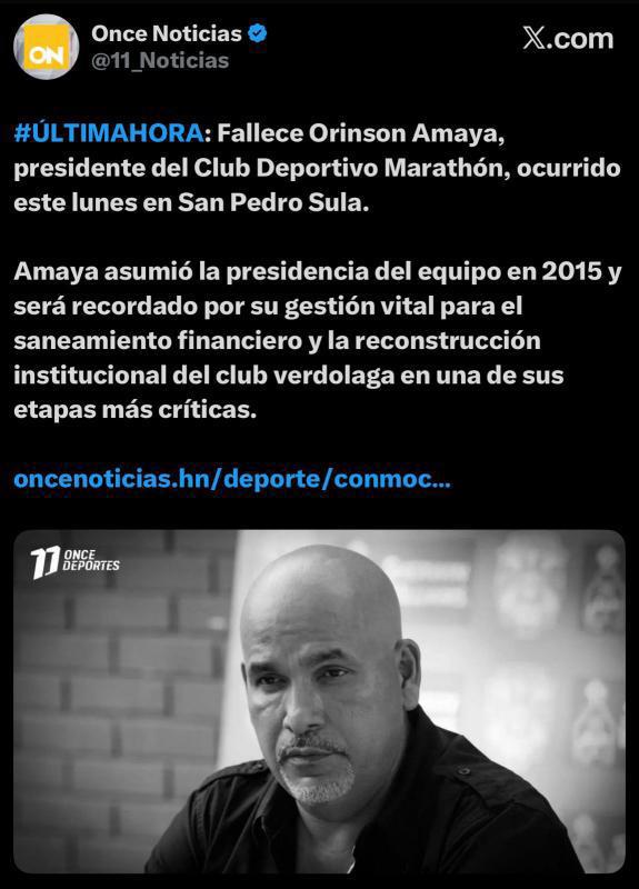 Rely Maradiaga se quiebra y lanza promesa tras la muerte de Orinson Amaya, presidente de Marathón