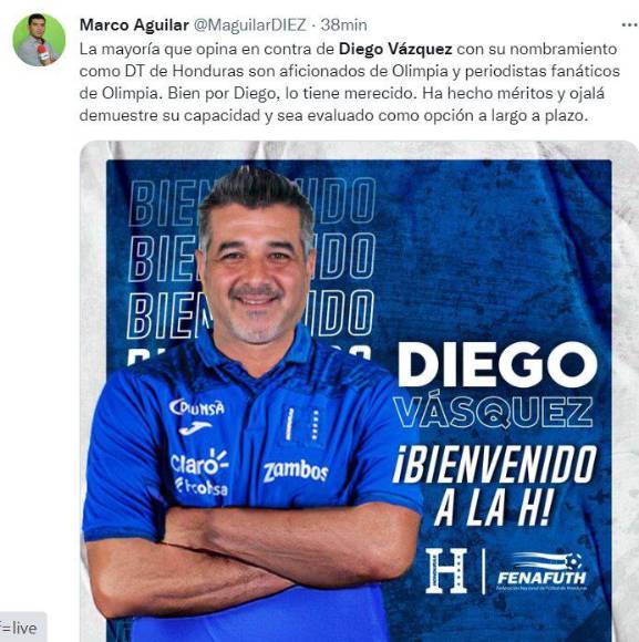 Le desean éxitos: Afición y prensa deportiva reaccionan a la llegada de Diego Vazquez a la H
