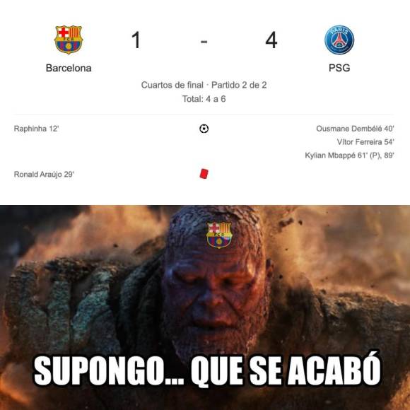 Memes hacen pedazos al Barcelona tras humillante eliminación ante PSG