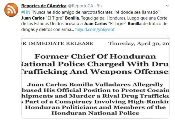 Acusación de EEUU contra 'El Tigre' Bonilla hace eco en el mundo: Medios internacionales lo informan