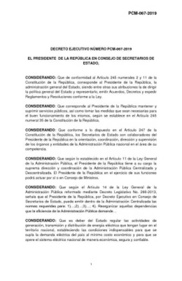 Decreto de intervención de la Empresa Nacional de Energía Eléctrica