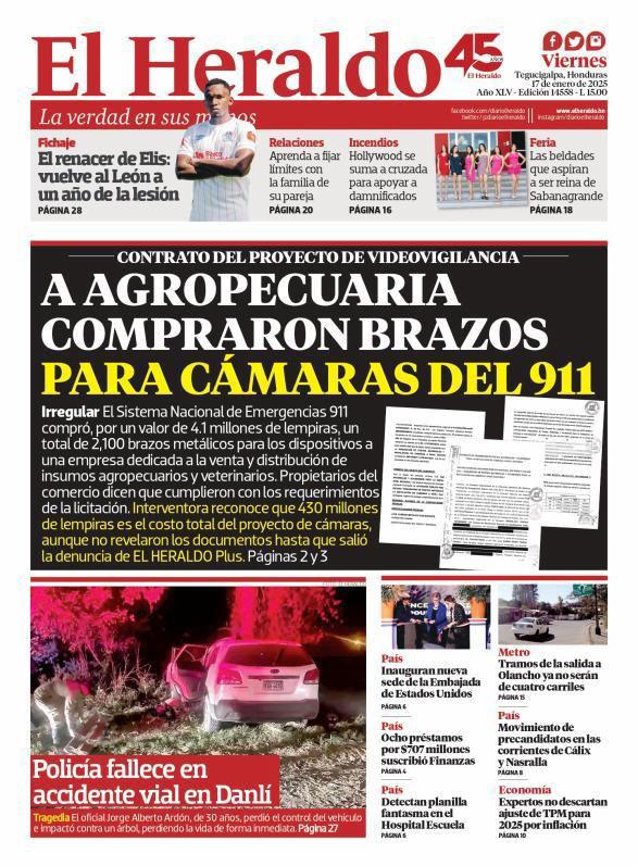 Portada de EL HERALDO del 17 de enero de 2024.