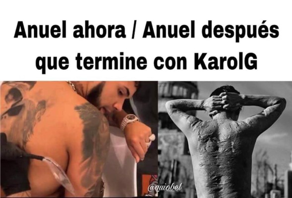 Los divertidos memes que provocó el tatuaje de Anuel AA sobre Karol G en la espalda