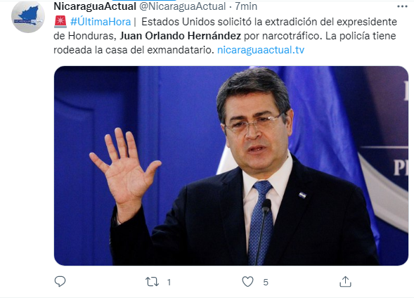 Así informa el mundo la solicitud de extradición del expresidente Juan Orlando Hernández